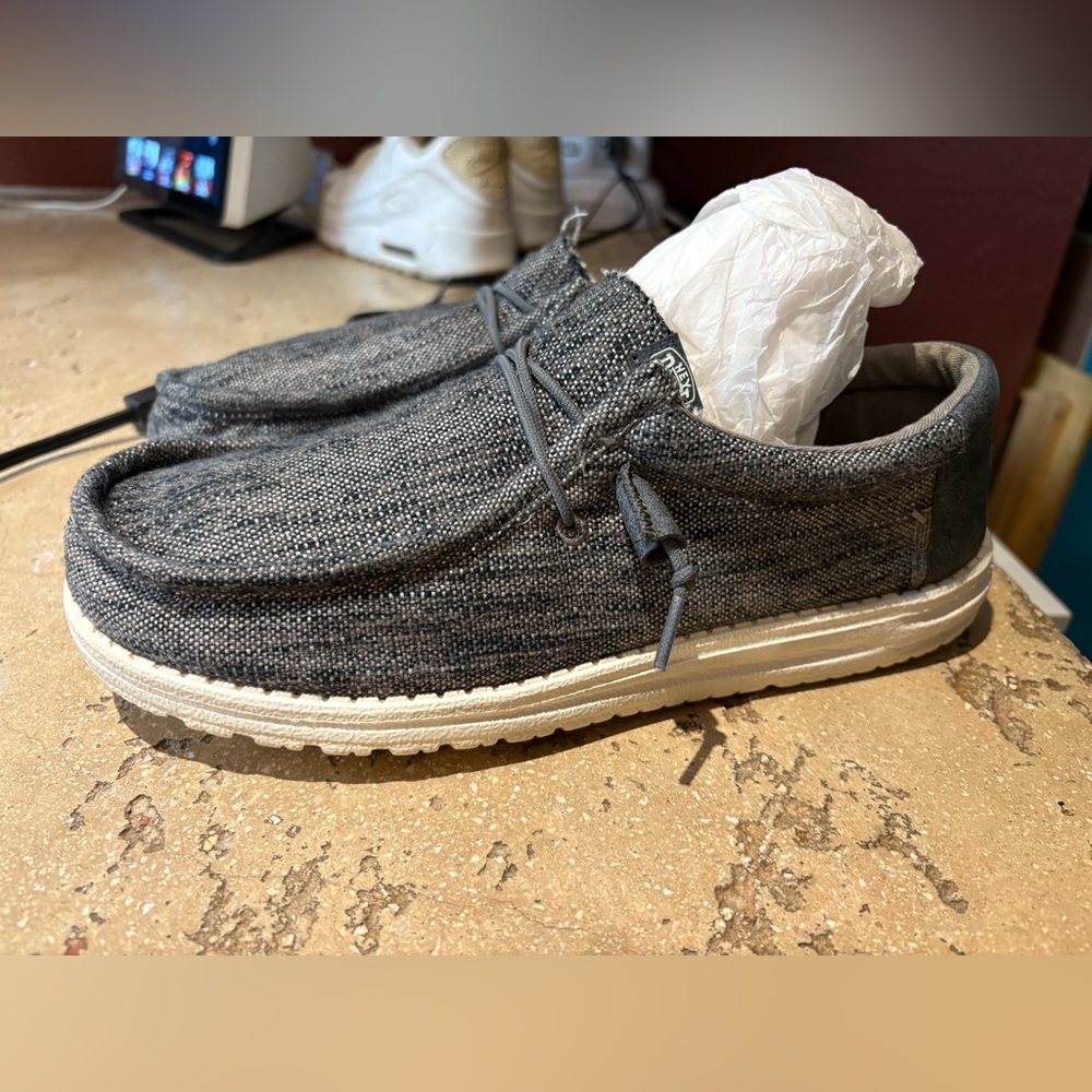 Hey Dude Gray Loafers Slip-Ons with Knit Upper